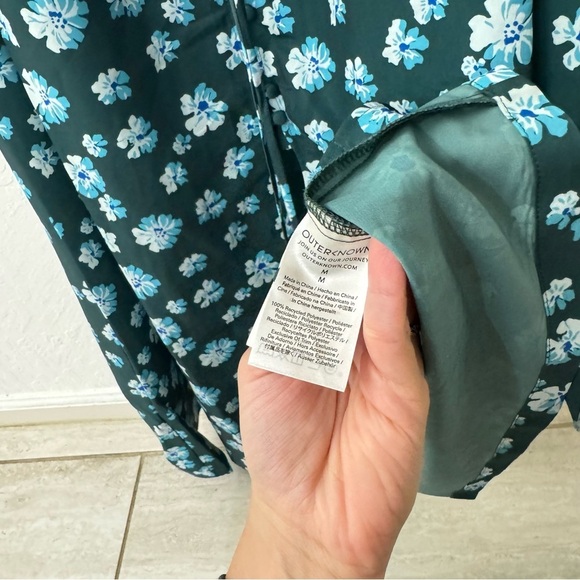 Outerknown Kira Maxi Dress Blue Green Riviera Esalen Bloom Size M - Picture 5 of 11
